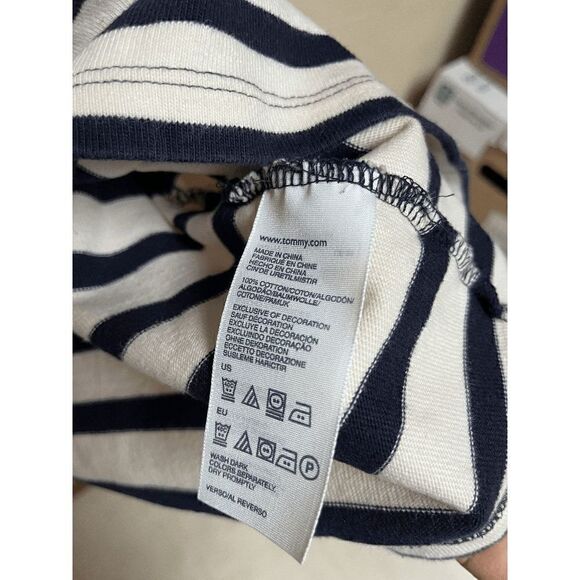 Tommy Hilfiger Womens 3/4 Sleeve Breton Dress Blue Ivory Striped Sz Small - Picture 5 of 6